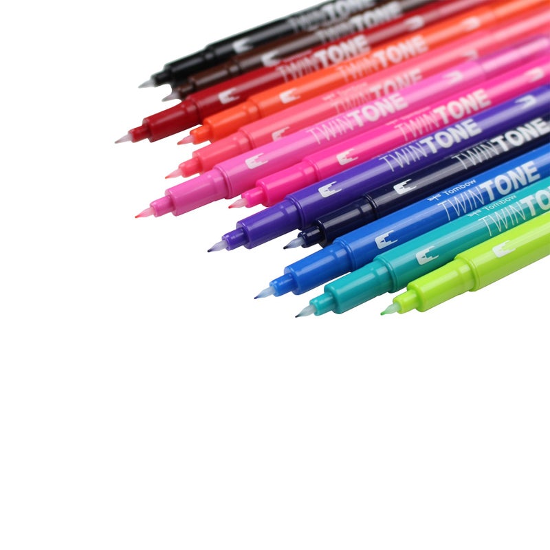 Tombow 61500 Twintone Marker Set, Bright, 12-Pack. Double-Sided Markers for Bold and Precise Writing - Image 3